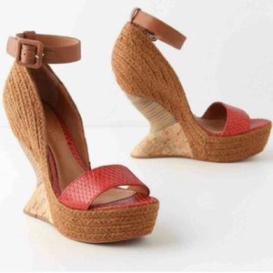 Anthropologie Leifsdottir red  snake sandals
